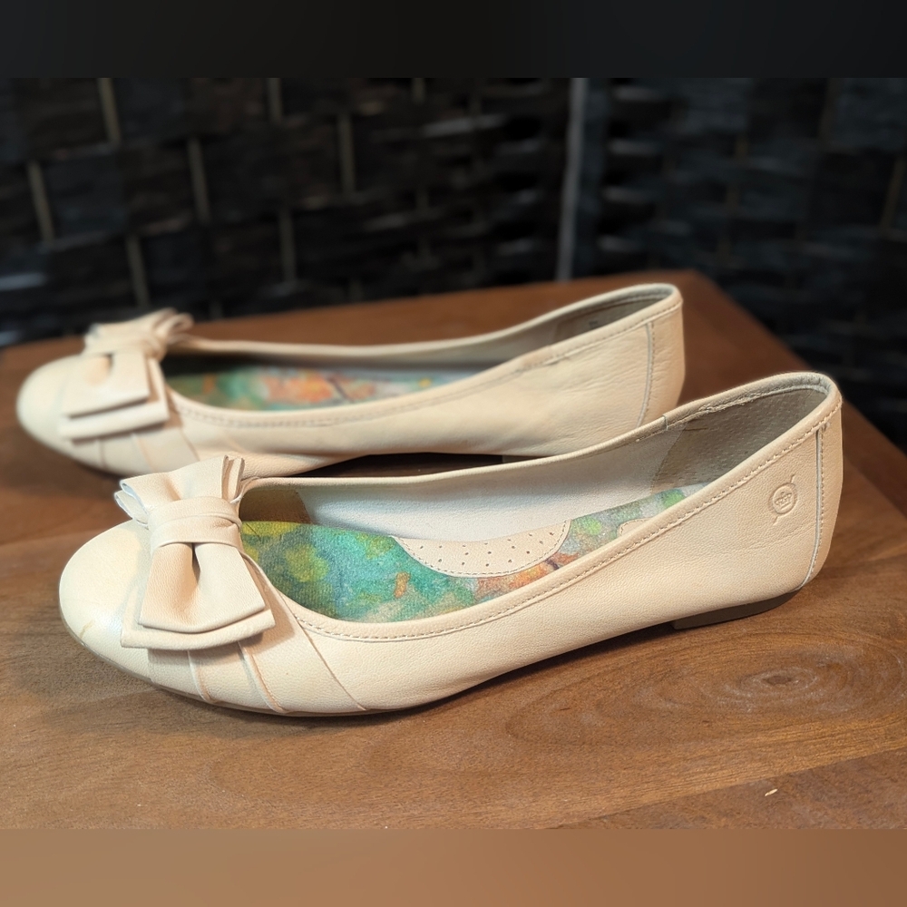 Born Cream Flats with Bow Detail